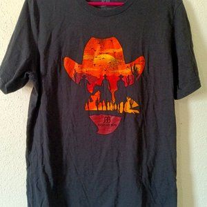 Red Dirt Hat co. Cowboy in the sunset t-shirt
